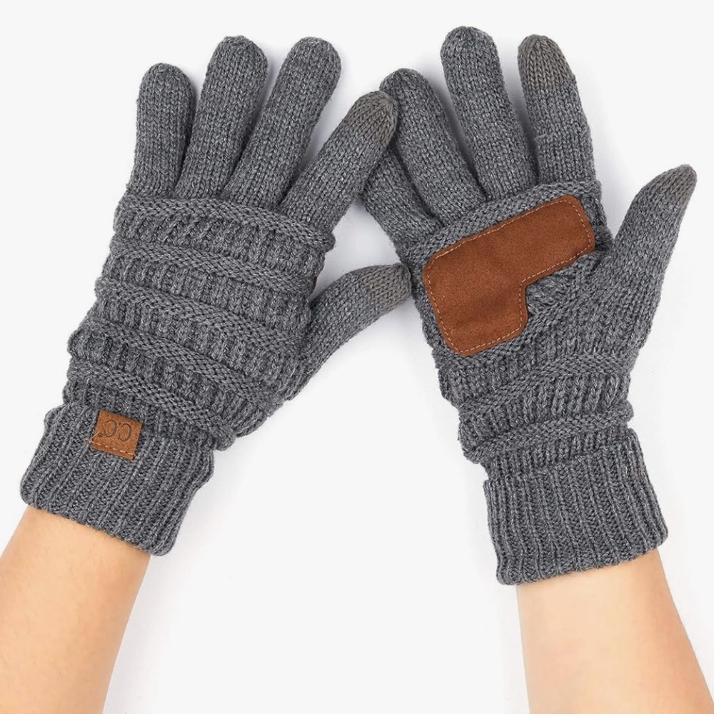 C.C. - Grey and Brown Gloves (Touchscreen Compatible) - One Size Fits Most